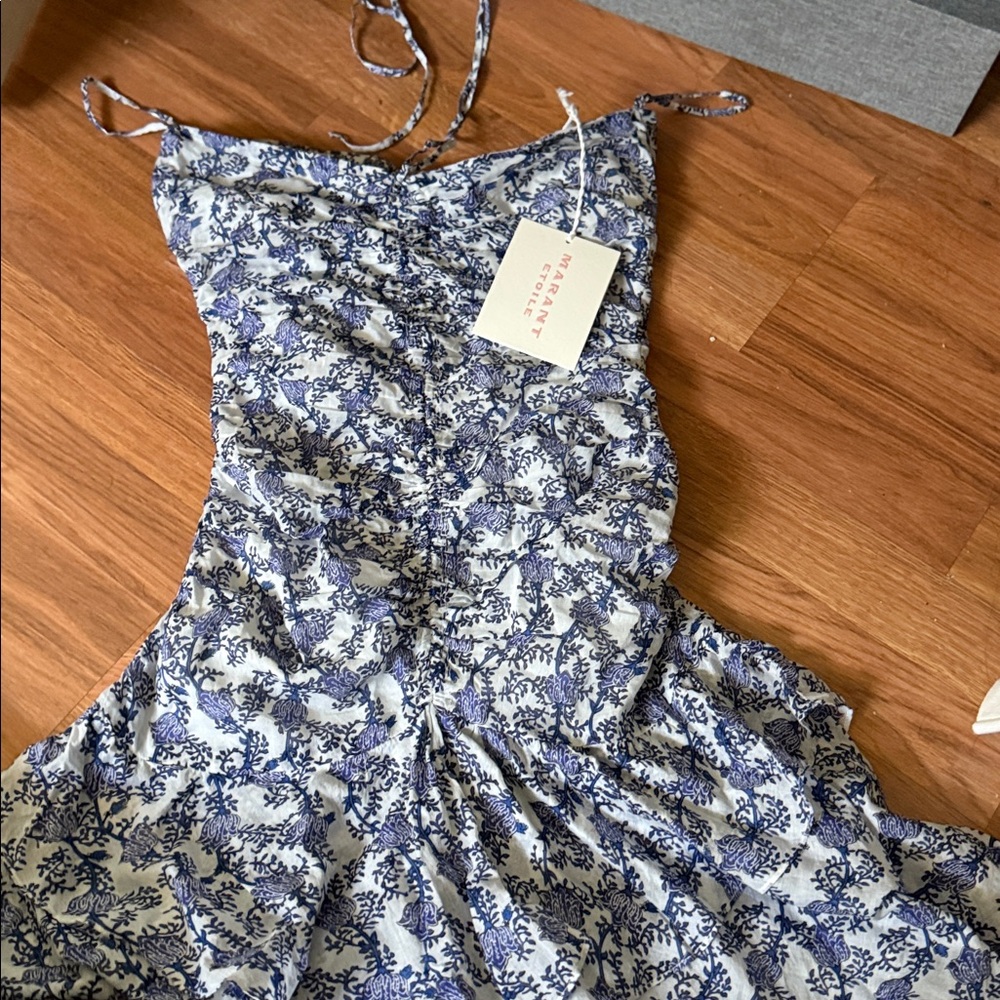 Floral Blue and White Mini Dress